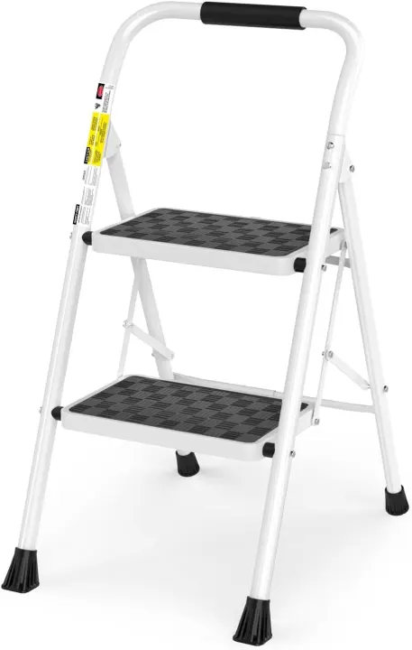 HBTower 2-Step Folding Steel Step Stool with Padded Handle